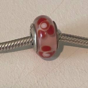 Authentic Pandora Pink & Red Flowers For You Murano Glass Charm